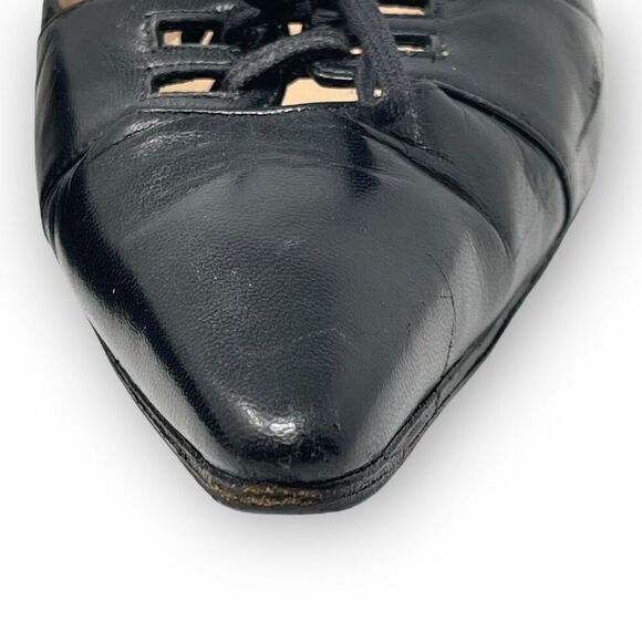 Manolo Blahnik Retro Black Leather Bow Detail Pointed Toe Heel Womens Size EU 41 - Picture 13 of 16